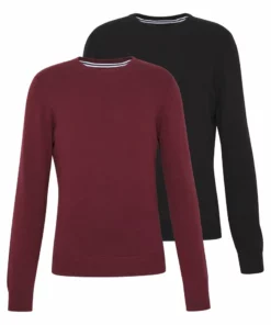Pier One Uomo 2 PACK - Maglione - Black/bordeaux
