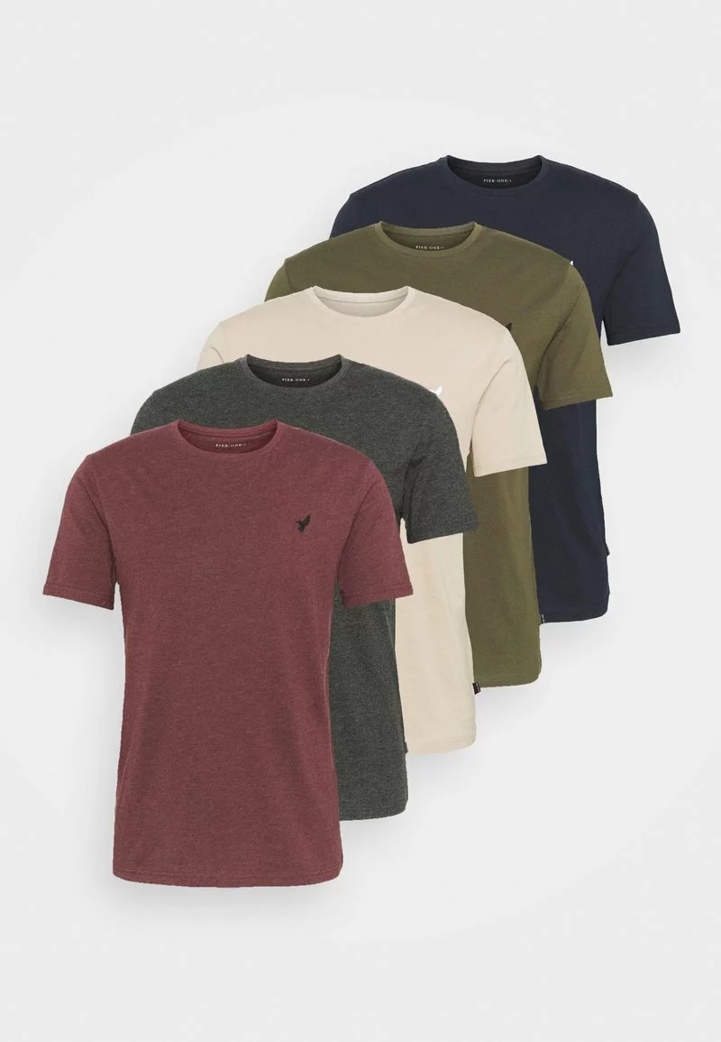Pier One Uomo WITH BIRD STRAIGHT 5 PACK - T-shirt Basic - Dark Grey/dark Blue/olive 9 Pier One Uomo WITH BIRD STRAIGHT 5 PACK - T-shirt Basic - Dark Grey/dark Blue/olive - immagine 7