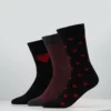 Pier One Uomo VALENTINES 3 PACK - Calze - Black/dark Red