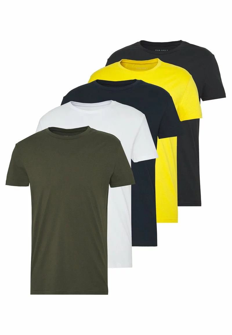 Pier One Uomo 5 PACK - T-shirt Basic - Olive/ White/ Navy /yellow /black 10 Pier One Uomo 5 PACK - T-shirt Basic - Olive/ White/ Navy /yellow /black - immagine 8