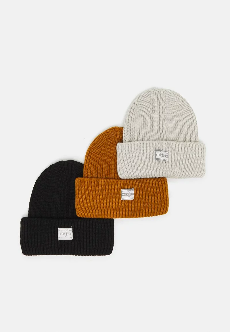 Pier One 3 PACK UNISEX - Berretto - Black/off White/brown 3 Pier One 3 PACK UNISEX - Berretto - Black/off White/brown