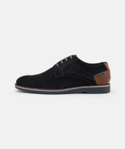 Pier One Uomo LEATHER - Stringate - Dark Blue
