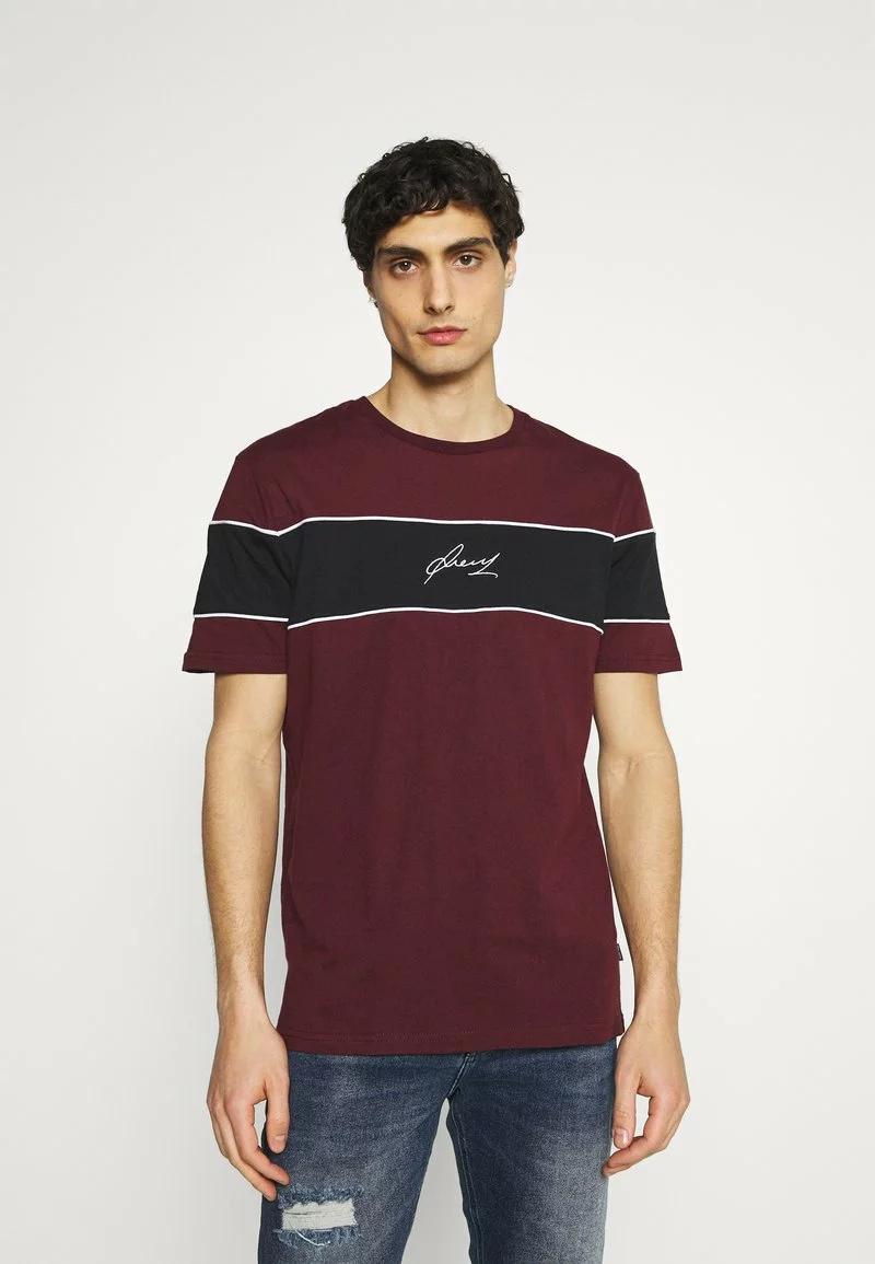 Pier One Uomo T-shirt Con Stampa - Bordeaux/black/white 3 Pier One Uomo T-shirt Con Stampa - Bordeaux/black/white