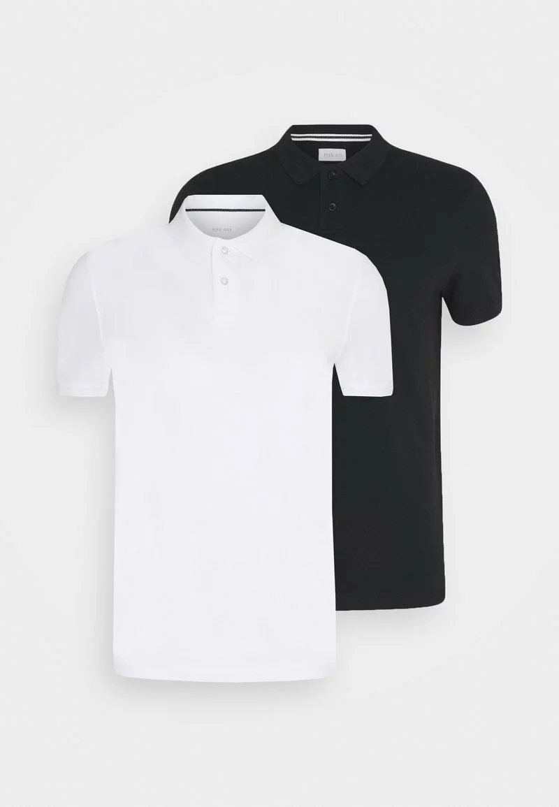 Pier One Uomo 2 PACK - Polo - White/black 3 Pier One Uomo 2 PACK - Polo - White/black