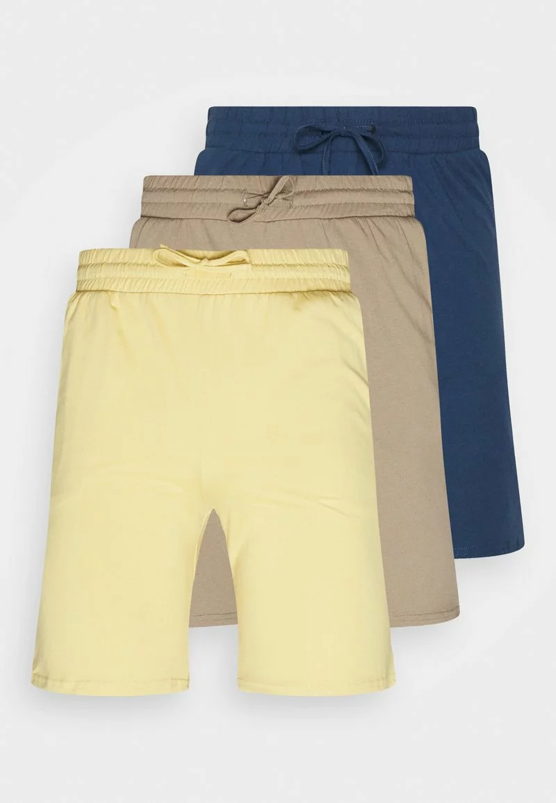 Pier One Uomo 3 PACK - Pantaloni Del Pigiama - Dark Blue/yellow/taupe 3 Pier One Uomo 3 PACK - Pantaloni Del Pigiama - Dark Blue/yellow/taupe