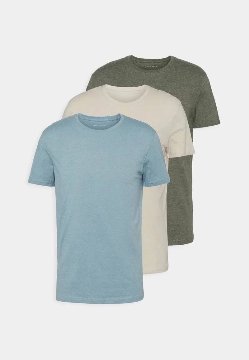 Pier One Uomo 3 PACK - T-shirt Basic - Brown/beige/light Blue 8 Pier One Uomo 3 PACK - T-shirt Basic - Brown/beige/light Blue - immagine 6