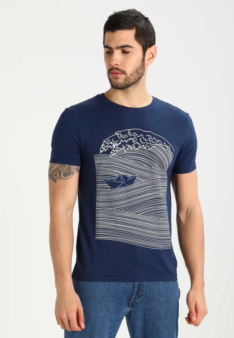 Pier One Uomo T-shirt Con Stampa - Dark Blue/white 3 Pier One Uomo T-shirt Con Stampa - Dark Blue/white