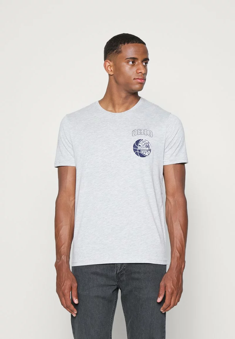 Pier One Uomo GRAPHIC T-SHIRT - T-shirt Basic - Mottled Grey 6 Pier One Uomo GRAPHIC T-SHIRT - T-shirt Basic - Mottled Grey - immagine 4