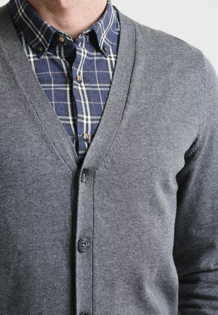 Pier One Uomo Cardigan - Dark Grey Melange 6 Pier One Uomo Cardigan - Dark Grey Melange - immagine 4