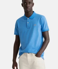 GANT Uomo PLUS CONTRAST COLLAR RUGGER - Poloshirt - Day Blue