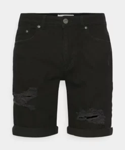 Pier One Uomo Shorts Di Jeans - Black