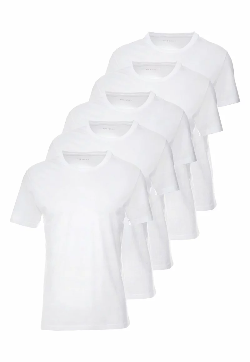 Pier One Uomo 5 PACK - T-shirt Basic - White 3 Pier One Uomo 5 PACK - T-shirt Basic - White