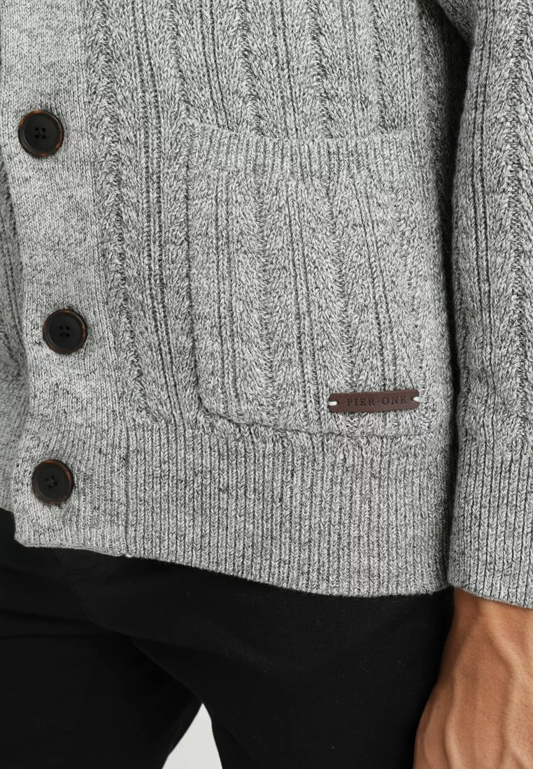 Pier One Uomo Cardigan - Mottled Dark Grey 9 Pier One Uomo Cardigan - Mottled Dark Grey - immagine 7