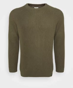 Pier One Uomo BIG STITCH MIX CREWNECK - Maglione - Olive