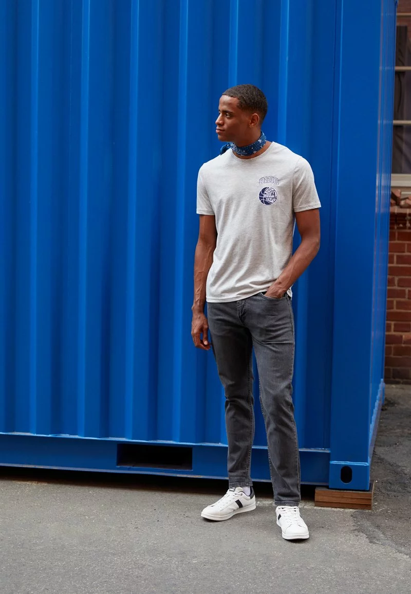 Pier One Uomo GRAPHIC T-SHIRT - T-shirt Basic - Mottled Grey 3 Pier One Uomo GRAPHIC T-SHIRT - T-shirt Basic - Mottled Grey