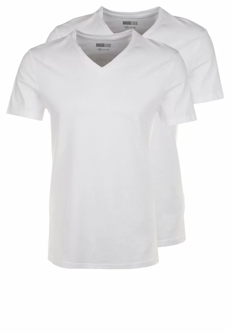 Pier One Uomo 2 PACK - T-shirt Basic - White 3 Pier One Uomo 2 PACK - T-shirt Basic - White