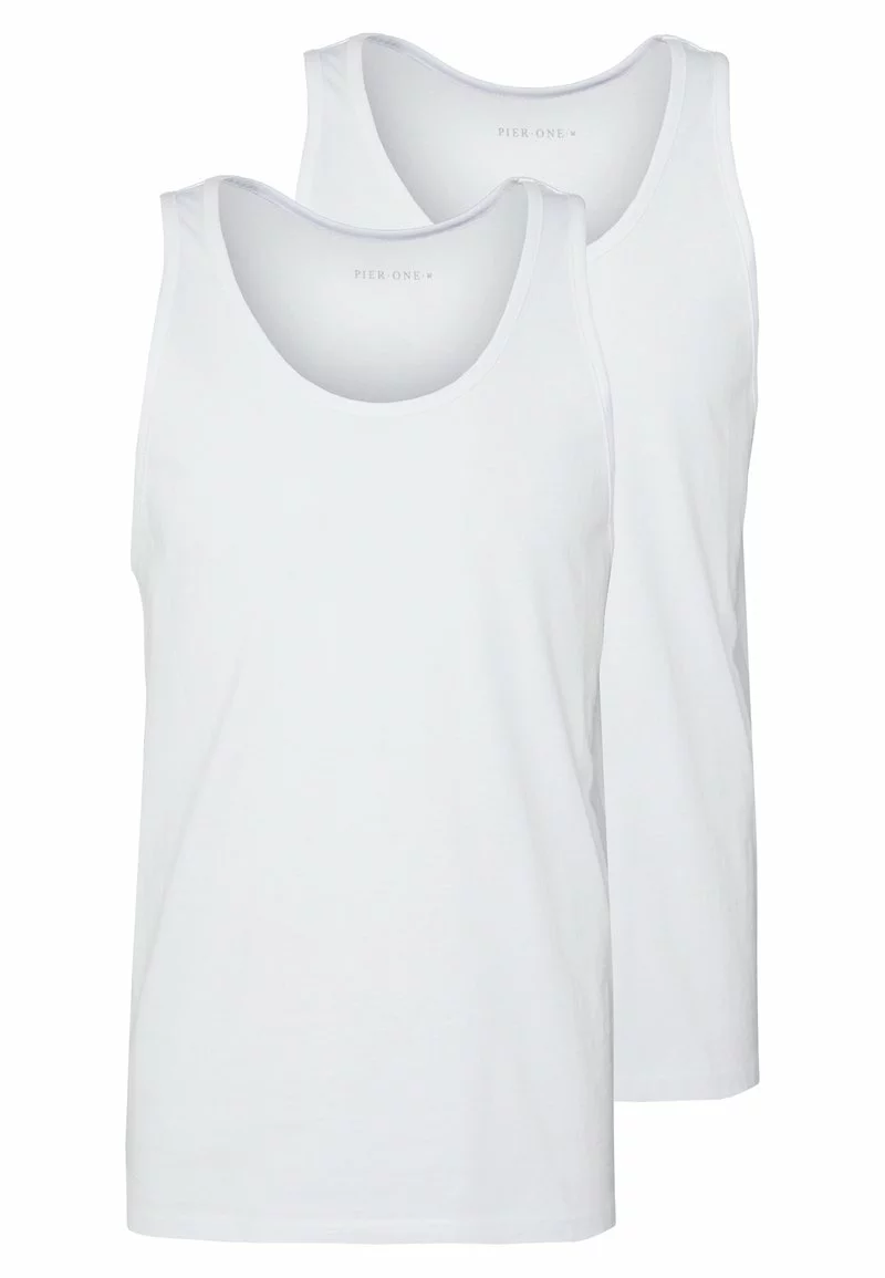Pier One Uomo 2 PACK - Top - White 3 Pier One Uomo 2 PACK - Top - White
