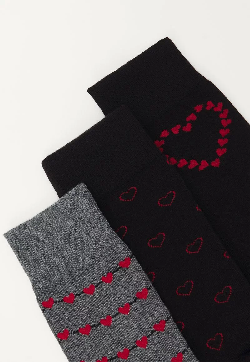 Pier One Uomo VALENTINES SOCK 3 PACK - Calze - Black/red/mottled Grey 4 Pier One Uomo VALENTINES SOCK 3 PACK - Calze - Black/red/mottled Grey - immagine 2