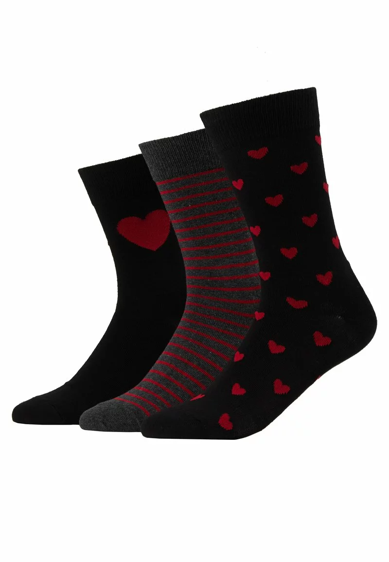 Pier One Uomo VALENTINES 3 PACK - Calze - Black/dark Red 4 Pier One Uomo VALENTINES 3 PACK - Calze - Black/dark Red - immagine 2