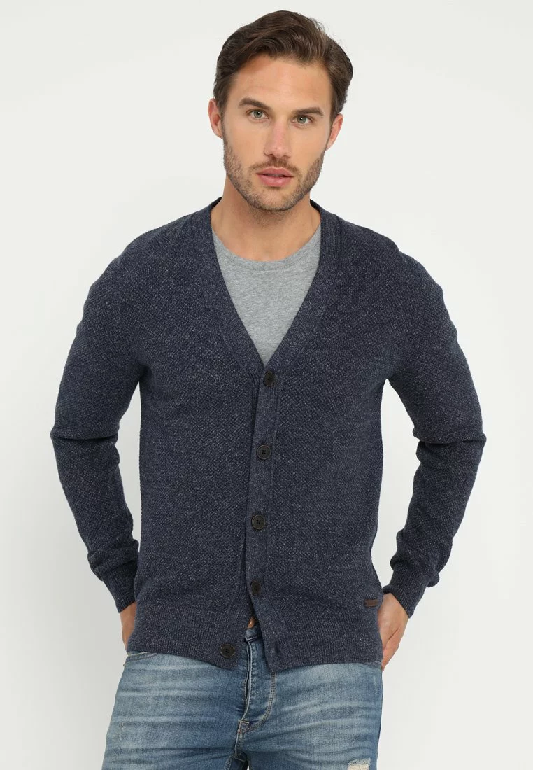 Pier One Uomo Cardigan - Mottled Blue 3 Pier One Uomo Cardigan - Mottled Blue