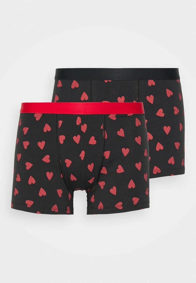 Pier One Uomo VALENTINE'S HEARTS BOXERS 2PACK - Culotte - Black/red 3 Pier One Uomo VALENTINE'S HEARTS BOXERS 2PACK - Culotte - Black/red