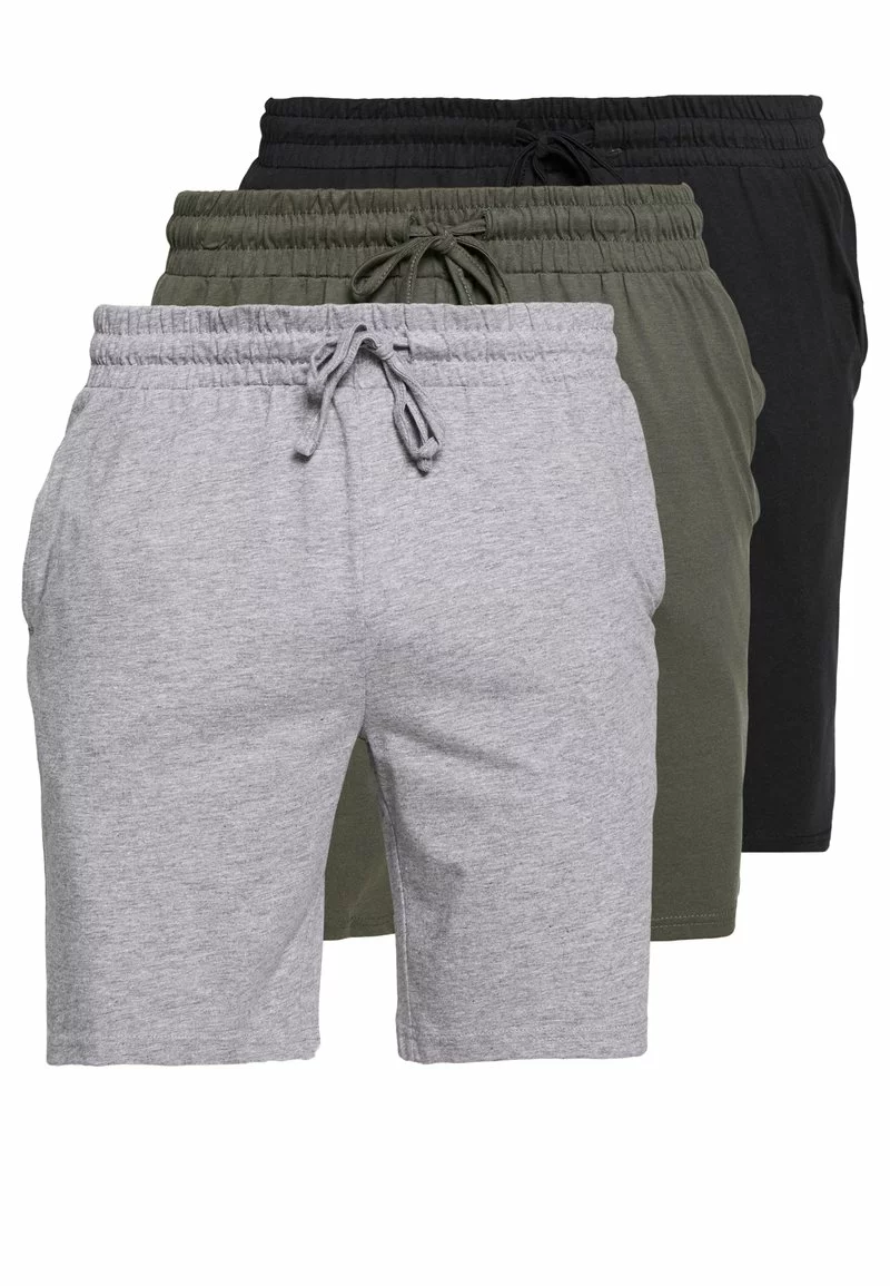 Pier One Uomo 3 PACK - Pantaloni Del Pigiama - Black/mottled Grey 3 Pier One Uomo 3 PACK - Pantaloni Del Pigiama - Black/mottled Grey