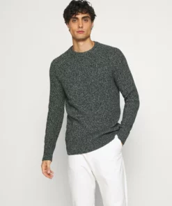 Pier One Uomo MULTICOLOUR HALF CARDIGAN JUMPER - Maglione - Dark Green