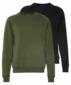 Pier One Uomo 2er Pack CREW NECK - Felpa - Khaki/black