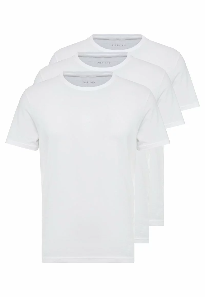 Pier One Uomo 3 PACK - T-shirt Basic - White 3 Pier One Uomo 3 PACK - T-shirt Basic - White