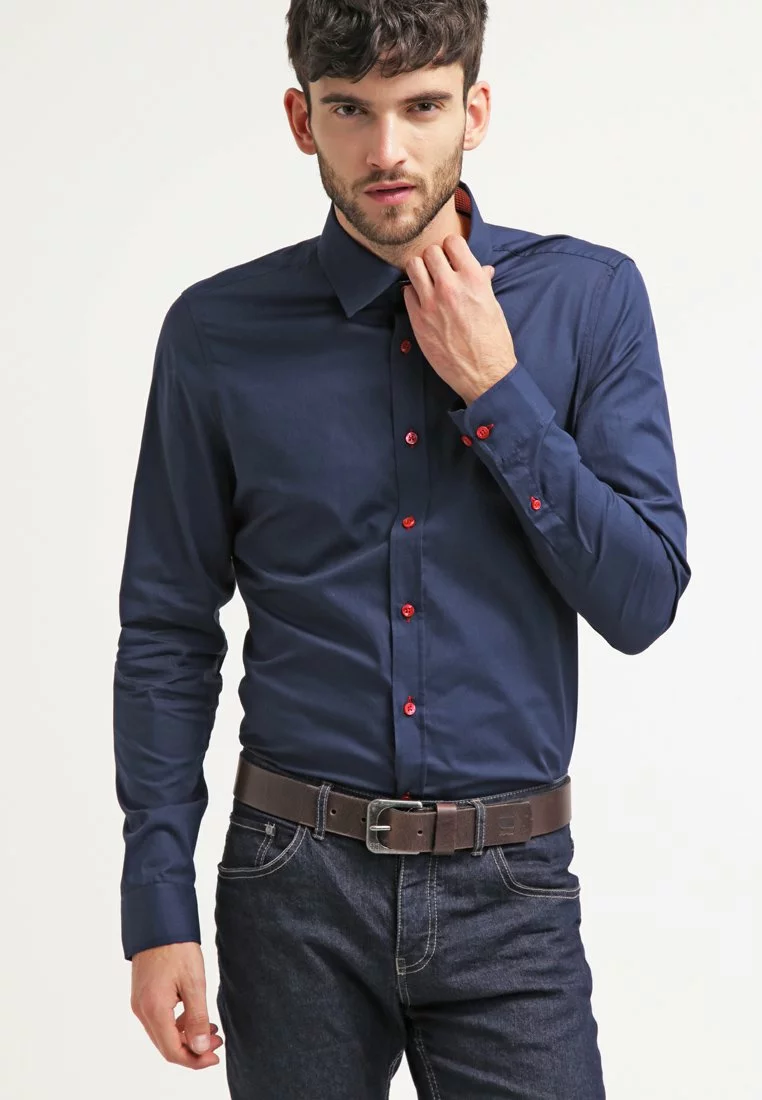 Pier One Uomo Camicia - Dark Blue/red 3 Pier One Uomo Camicia - Dark Blue/red