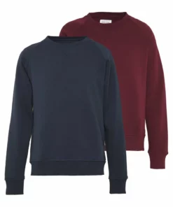 Pier One Uomo 2er Pack CREW NECK - Felpa - Dark Blue/bordeaux