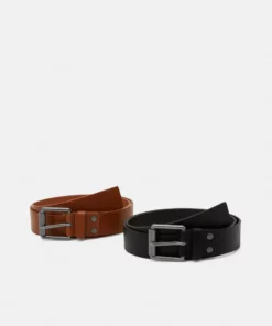 Pier One Unisex 2 PACK - Cintura - Black/cognac
