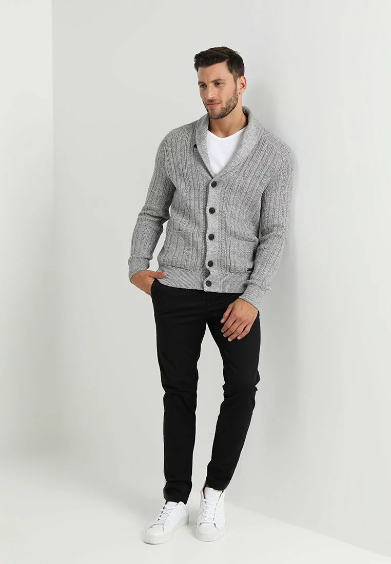 Pier One Uomo Cardigan - Mottled Dark Grey 4 Pier One Uomo Cardigan - Mottled Dark Grey - immagine 2