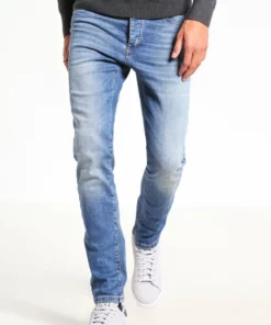 Pier One Uomo DISTRESSED DENIM SLIM FIT - Jeans Slim Fit - Light Blue