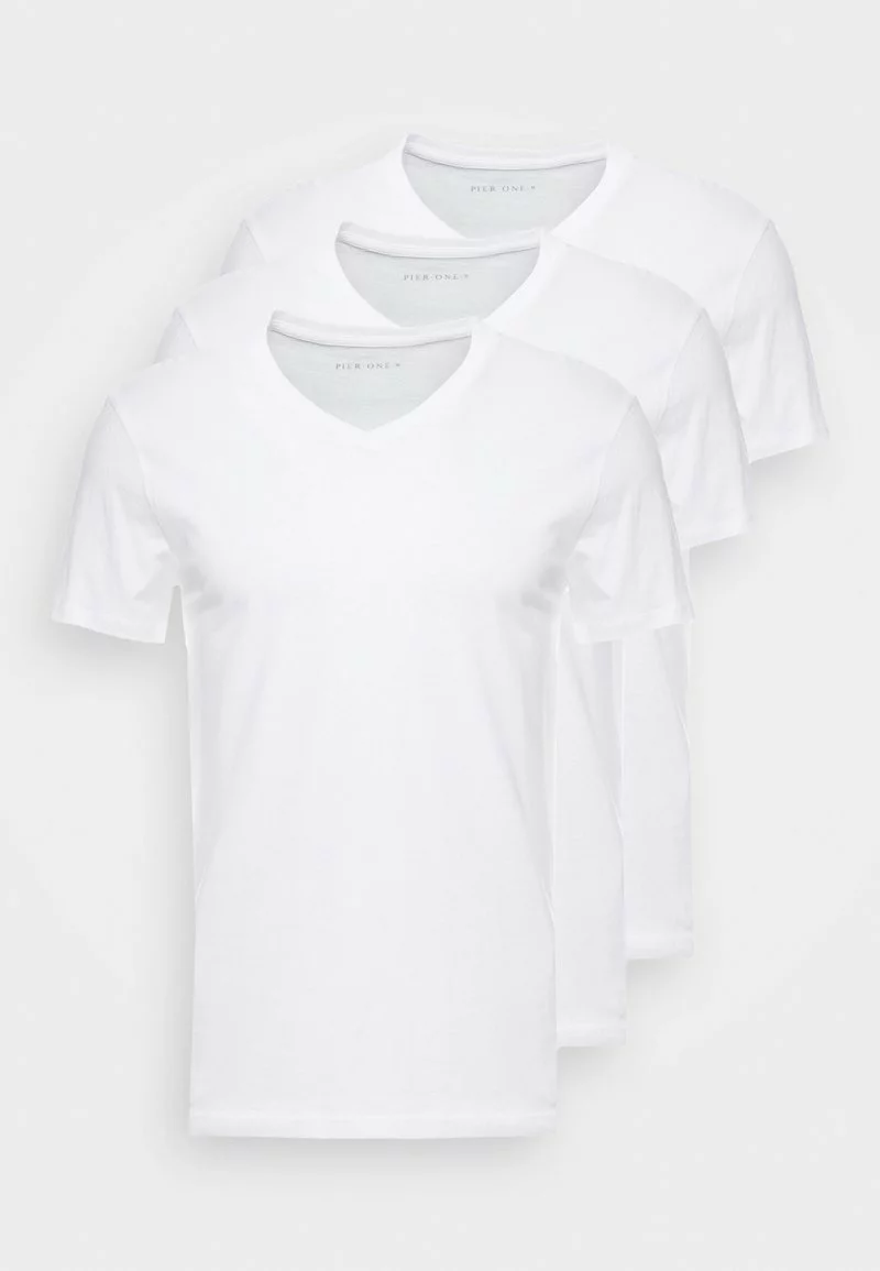 Pier One Uomo 3 PACK - T-shirt Basic - White 7 Pier One Uomo 3 PACK - T-shirt Basic - White - immagine 5