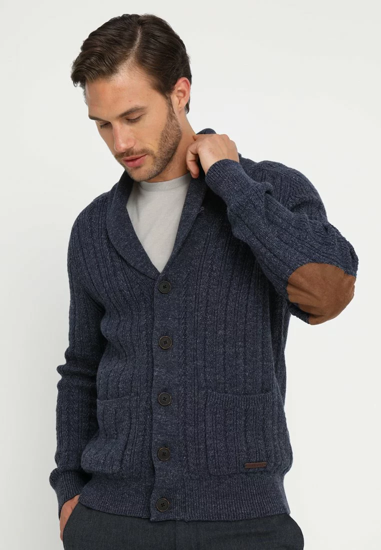 Pier One Uomo Cardigan - Mottled Blue 3 Pier One Uomo Cardigan - Mottled Blue