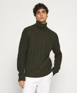 Pier One Uomo NEW CABLE TURTLENECK JUMPER - Maglione - Mottled Olive