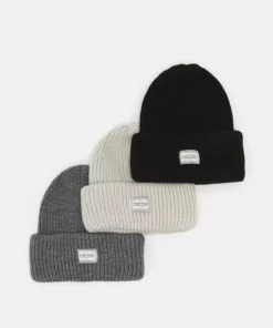 Pier One 3 PACK UNISEX - Berretto - Black/dark Grey/off-white