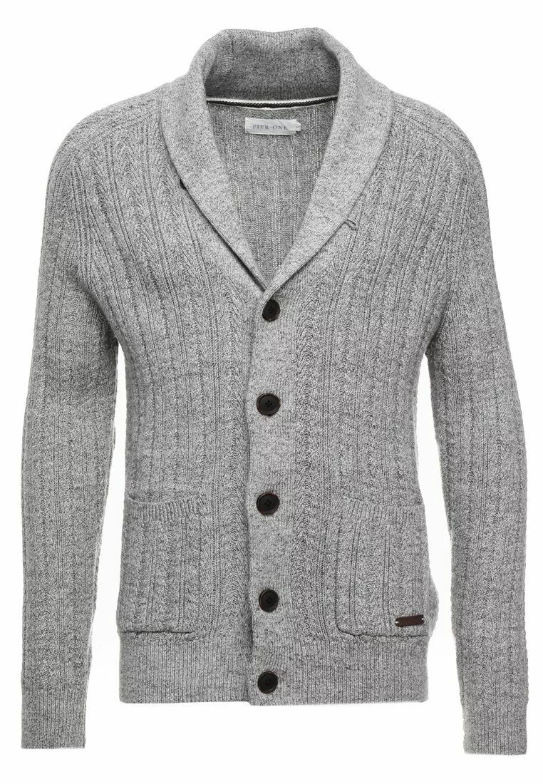 Pier One Uomo Cardigan - Mottled Dark Grey 8 Pier One Uomo Cardigan - Mottled Dark Grey - immagine 6
