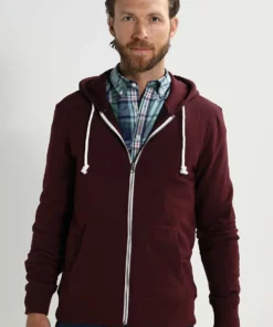 Pier One Uomo Felpa Con Zip - Bordeaux Melange